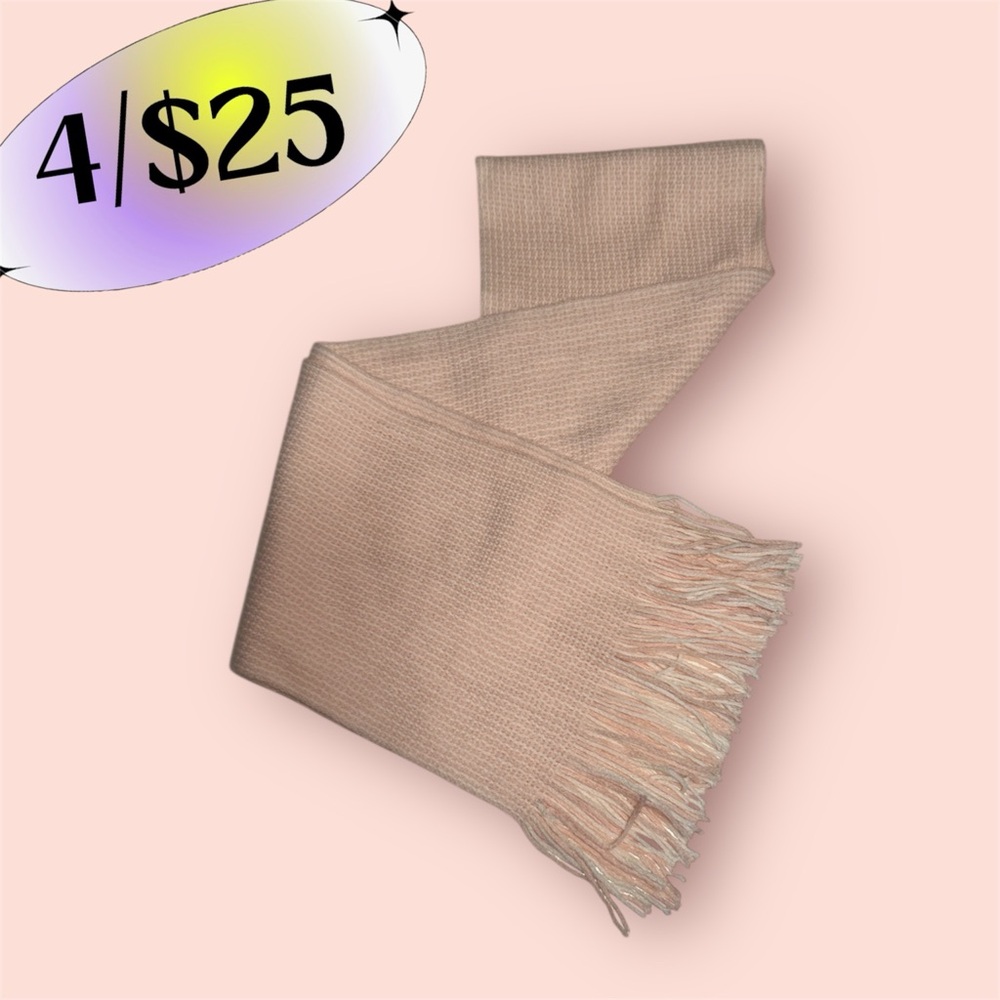 Pink Knit Scarf with Fringe